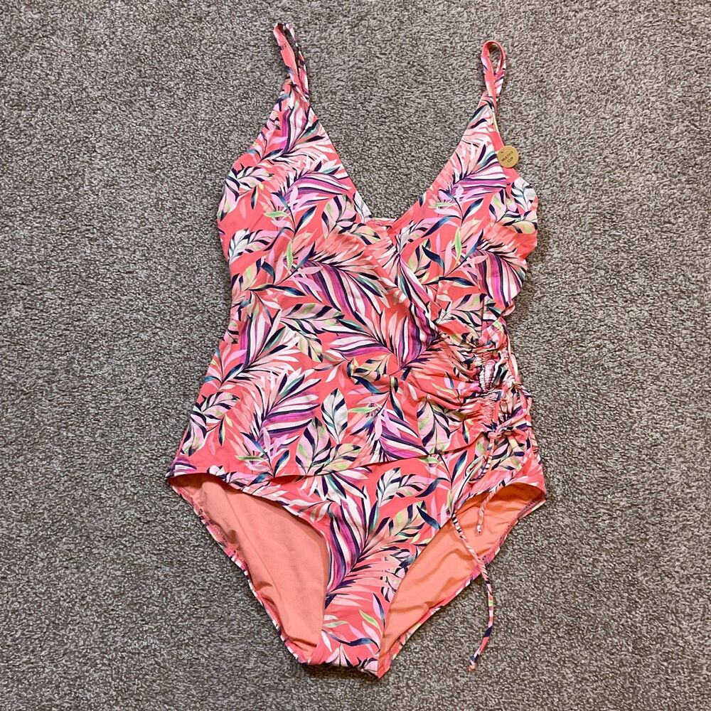 Nip Tuck Swimsuit One Piece Size 12 Molded Multi‎ Fit Cup Tropical Floral NWOT